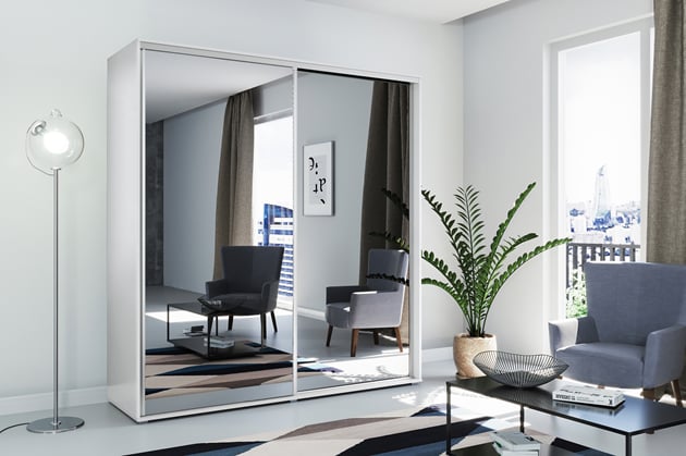 ŠATNÍ SKŘÍŇ ALENA 1 100/215/62 ZRCADLOVÁ BÍLÁ MAT