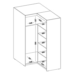 Rohová šatní skříň Elza 98x98 cm  - vnitřek elza
