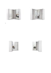 Rohová šatní skříň Merino se zrcadlem s posuvnými dveřmi 208x216 cm  - vnitřek