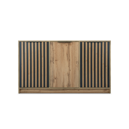 Komoda Stela Lux D3 138 s lamelami dub votan lamela černá