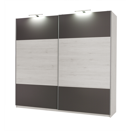 Šatní skříň One 225/211/63 bez zrcadla borovice bílá šedý pruh