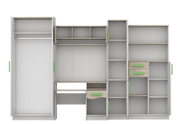 Dětský pokoj Moly 300 sonoma,bílá  - vnitřek