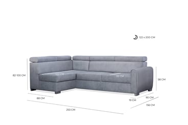 Rohová sedací souprava Zita 253x156 - rozměry