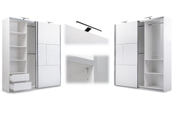 Šatní skříň Nimes 250/215/65 bez zrcadla bílá mat  - nimes vnitřek