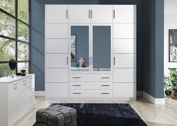 ŠATNÍ SKŘÍŇ STELA D4 240/245/57,5 SE ZRCADLEM BÍLÁ MAT