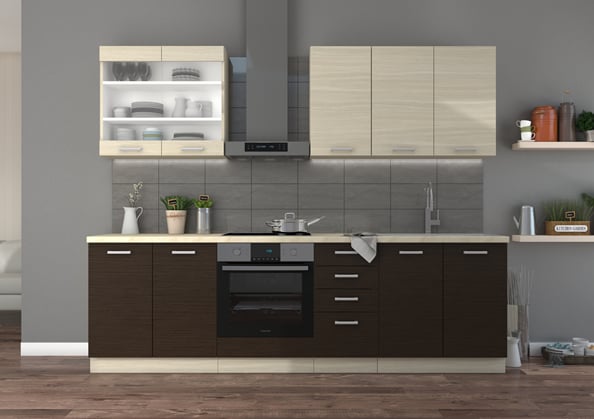 Sektorová kuchyně Chamonix dub ferrara, tmavě hnědá