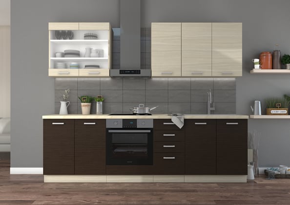 Sektorová kuchyně Chamonix dub ferrara, tmavě hnědá