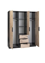 ŠATNÍ SKŘÍŇ LATI D4 196/200/58 se zrcadlem dub viking hnědý - lati d4 vnitřek