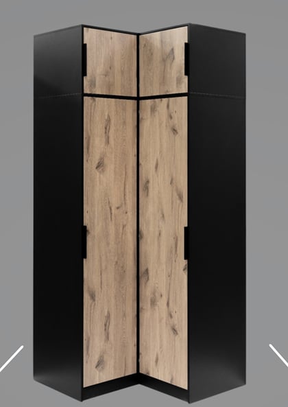 Rohová skříň Lati černá dub viking hnědá 