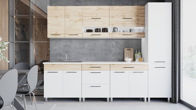 Kuchyně Roma 270 cm bílá-dub artisan
