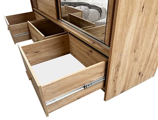 Šatní skříň Nada CA1-200 se zrcadlem akce dub artisan  - celé otvírání šuplíku