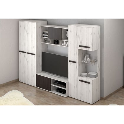 LEVNÁ OBÝVACÍ STĚNA VIVIE 280/202/52 bílá craft + černá