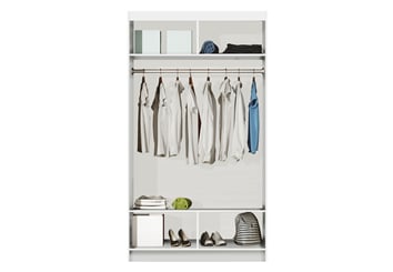 šatní skříň Paris se zrcadly černý mat 120 cm  - vnitřek 120