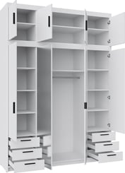 Šatní skříň Elza 4D 6S s nástavcem 176x245,5x53 cm - vnitřek
