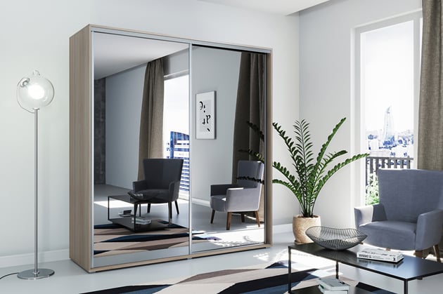 šatní skříň Alena 1 100 cm výška 215,245 se zrcadly