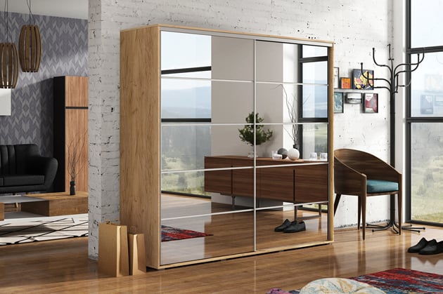 SKŘÍŇ S POSUVNÝMI DVEŘMI A ZRCADLEM ALENA 19 200 a 230 cm 