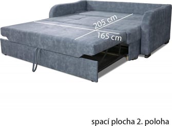 Rozkládací pohovka Ibiza 187 cm velká spací plocha 165x205 cm - spací plocha 2