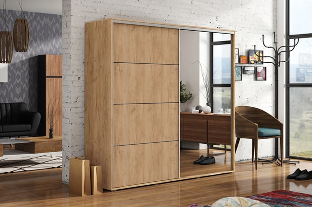 SKŘÍŇ S POSUVNÝMI DVEŘMI A ZRCADLEM   ALENA 12 150 cm