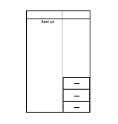 Šatní skříň Pluto 2D 100x175x50 dub sonoma  - vnitřek