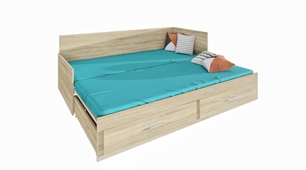 Postel Marco 90 cm s přistýlkou, roštem, matracemi - rozložení 