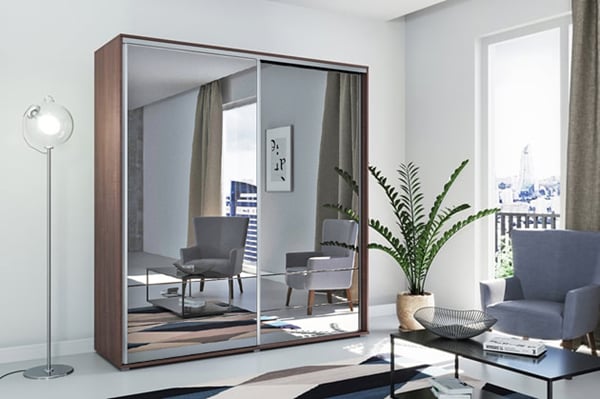 Vysoká šatní skříň Alena 1 175x245x62 celozrcadlová ,korpus čokoláda akce 