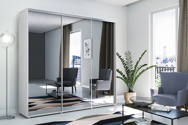 VELKÁ ŠATNÍ SKŘÍŇ ANIELA 31 278/245/62 CELOZRCADLOVÁ BÍLÝ 