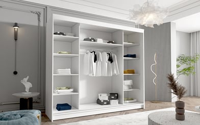 ŠATNÍ SKŘÍŇ DAVOS VI. 250/215/58 SE ZRCADLEM  - vnitřek