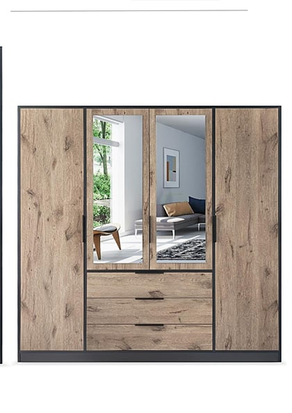 ŠATNÍ SKŘÍŇ LATI D4 196/200/58 se zrcadlem dub viking hnědý