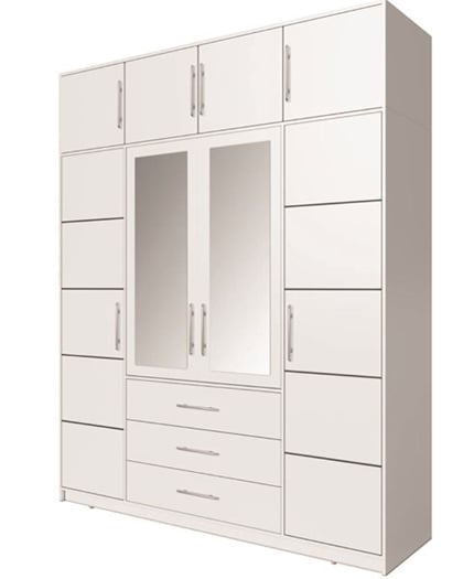 Šatní skříň Stela D4 s nástavcem 196/245/58 cm bílá mat 