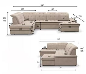 Rohová sedací souprava Cézar maxi  do U - rozměry cezar