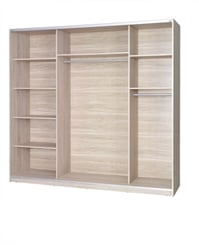 Šatní skříň One 225/211/63 bez zrcadla borovice bílá šedý pruh - VNITŘEK