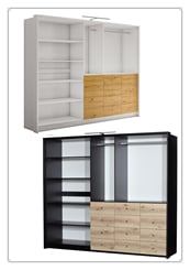 Luxusní šatní skříň Boliwia 255/217/65 lesklé dveře  - bolívia vnitřek