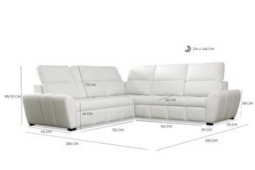 Rohová sedací souprava ASTA LUX II-R-II 285x285 cm  - rozměry