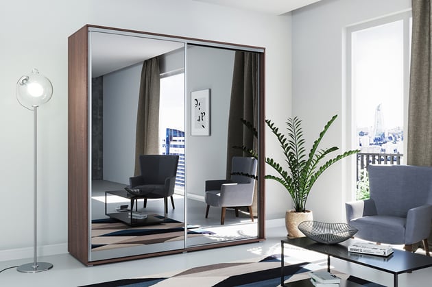 Šatní skříň SKA Alena 1 175x245x62 se zrcadly korpus čoko hnědý