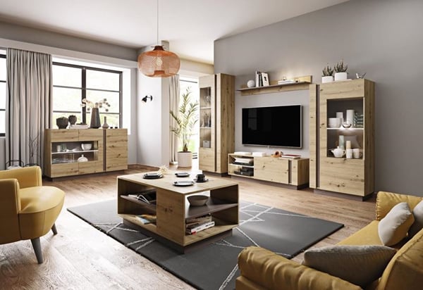 Obývací stěna Alpine 270 cm dub artisan , šedá