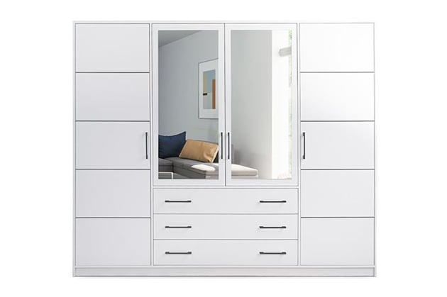 ŠATNÍ SKŘÍŇ STELA D4 240/200/57,5 SE ZRCADLEM BÍLÁ MAT