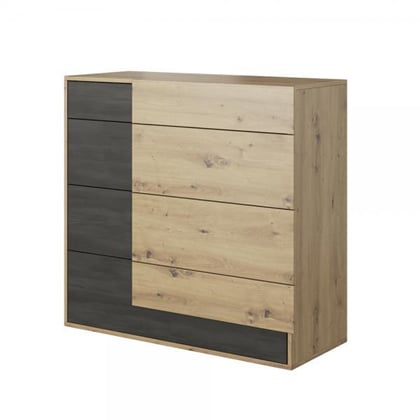 Komoda Bafra 4S artisan borovice černá 100 x 90 x 40