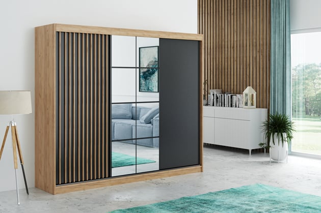 ŠATNÍ SKŘÍŇ CORO 250/215/61 CRAFT ZLATÝ ČERNÁ 