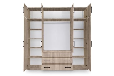 Šatní skříň Stela D4 s nástavcem 196/245/58 cm bílá mat  - vnitřek