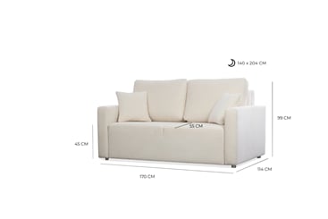 Pohovka Katka 170 cm rozklad dopředu lůžko 140x204  - rozměry