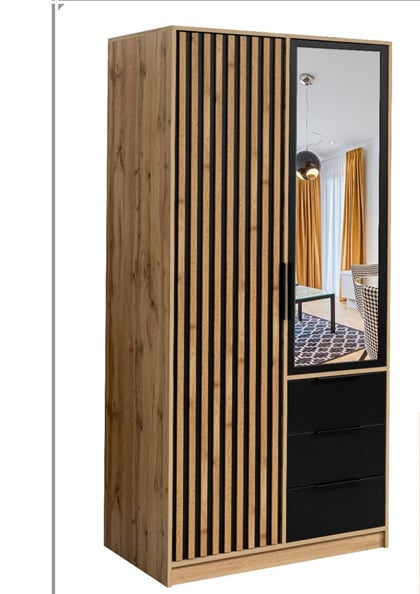 Šatní skříň Stela Lux D2 100/200/57,5 se zrcadlem 