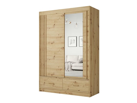 Šatní skříň Nada 150x215x60 se zrcadlem dub artisan 