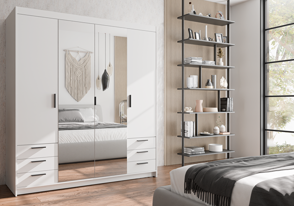 Šatní skříň Elza 4D 6S 176 cm se zrcadlem 