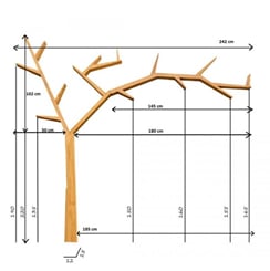 DŘEVĚNÁ ZÁVĚSNÁ POLICE PK704 STROM 242/220 (PŘÍRODNÍ VOSK) - rozměry