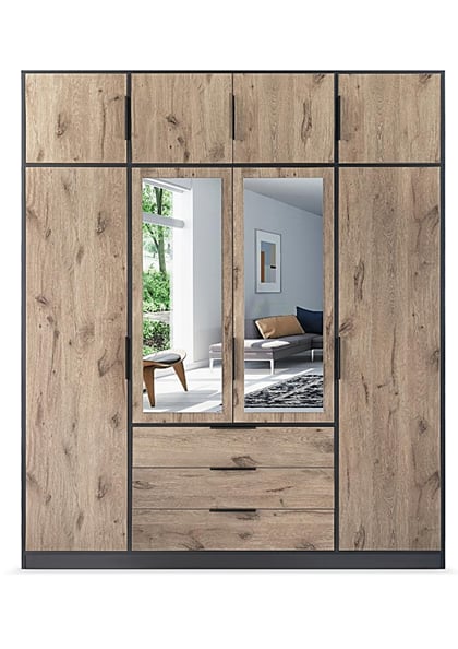 ŠATNÍ SKŘÍŇ LATI D4 196/245/58  se zrcadlem dub viking hnědá