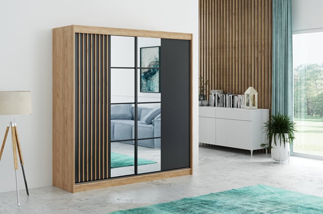 ŠATNÍ SKŘÍŇ CORO 203/215/61  CRAFT ZLATÝ ČERNÁ 