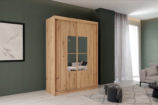 Šatní skříň Jamajka 150/217/62 se zrcadlem lamela variabilní vnitřek