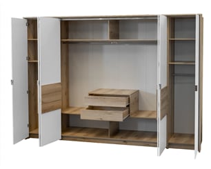 Šatní skříň Panama 310/217/65 bez zrcadla dub grand natural bílá mat  - PANAMA 310 VNITŘEK