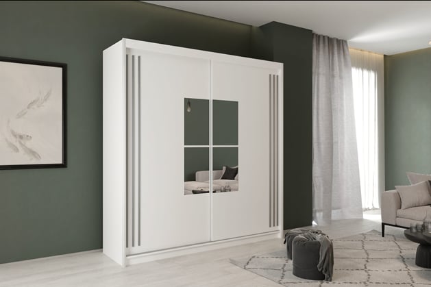 Šatní skříň Jamajka 203/217/62 se zrcadlem lamela varialbilní vnitřek 