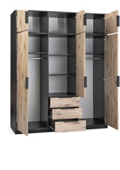 ŠATNÍ SKŘÍŇ LATI D3 149/245/58 se zrcadlem dub viking hnědá - LATI_D3 245 cm vnitřek